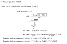 Concept Trigonometric Equations Using the Quadratic Formula